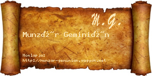Munzár Geminián névjegykártya